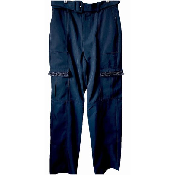 New $495 Cinq A Sept Porsha Belted Cargo Pants Navy Size 4 - Picture 5 of 6